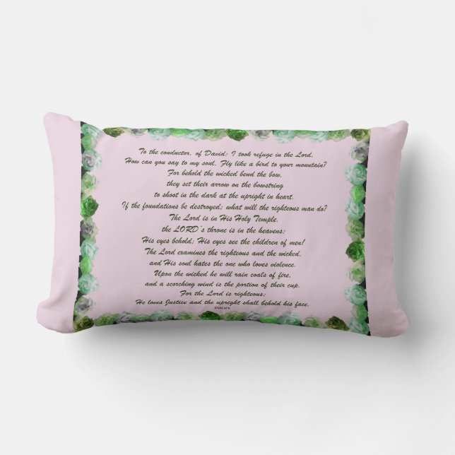 Scripture, Psalm 11, Bible Verse, Lumbar Pillow (Front)