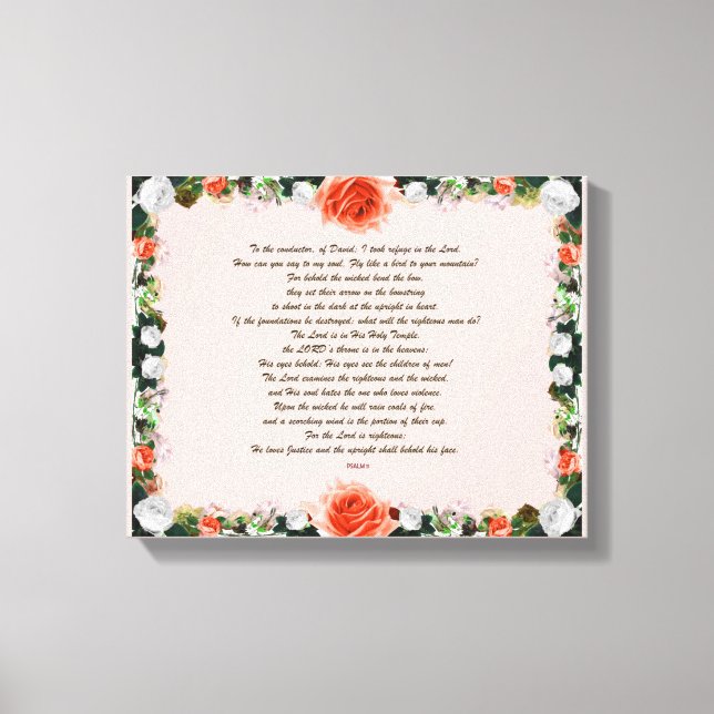 Scripture, Psalm 11, Botanic Canvas Print (Front)