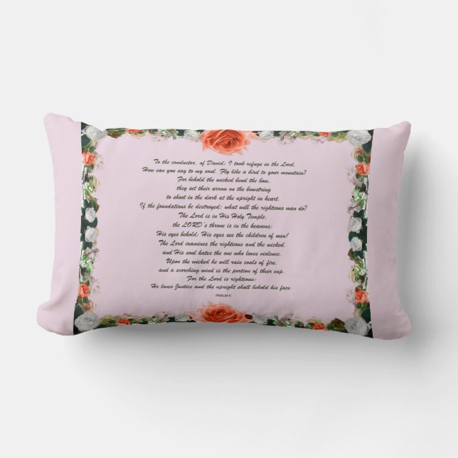 Scripture, Psalm 11, Botanic Lumbar Pillow (Front)