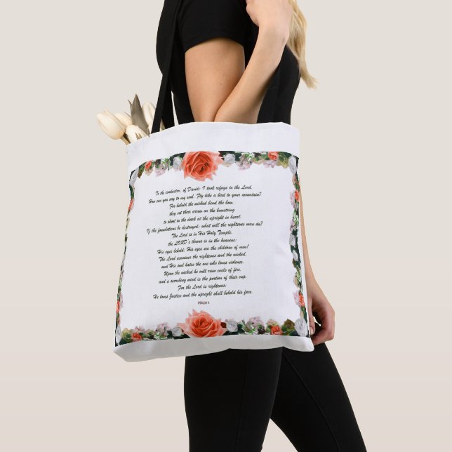 Scripture, Psalm 11, Botanic Tote Bag (Close Up)