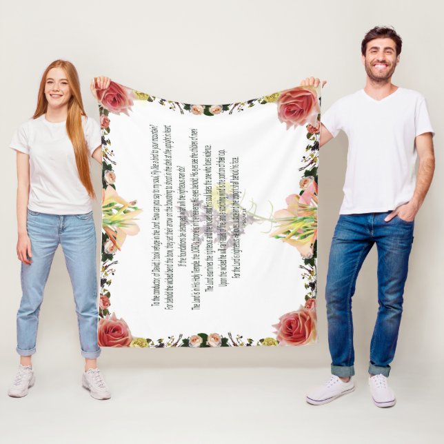 Scripture, Psalm 11, Colourful Flower Fleece Blanket (In Situ)