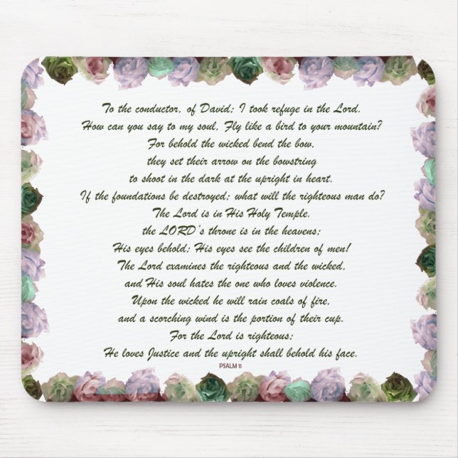 Scripture, Psalm 11, Colourful Roses Mouse Pad (Front)