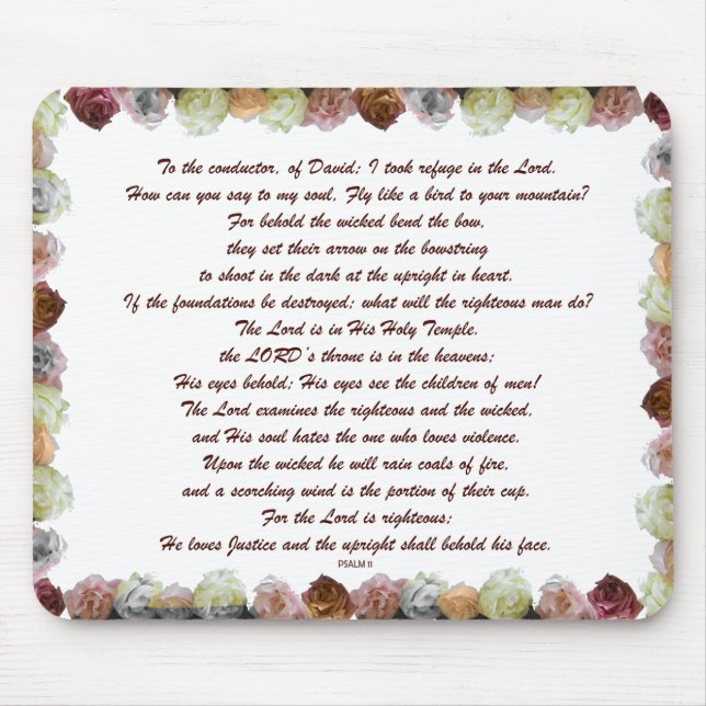 Scripture, Psalm 11, Flowerful Mouse Pad (Front)
