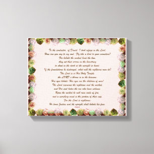 Scripture, Psalm 11, Green Grey Roses Canvas Print