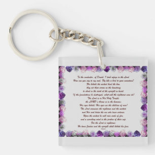Scripture, Psalm 11, Purple Roses Keychain