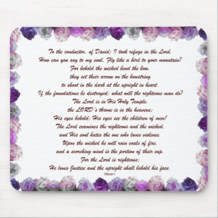 Scripture, Psalm 11, Purple Roses Mouse Pad