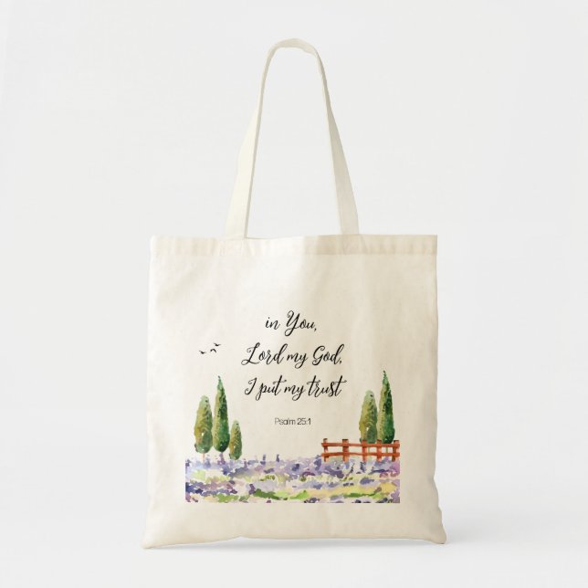 Scripture Psalm 25:1,I put My Trust Bluebird Art Tote Bag (Front)