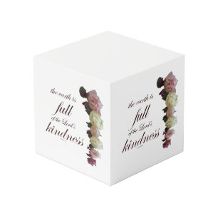 Scripture, Psalm 33, White and Pink Roses Cube
