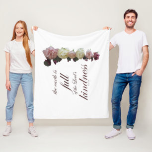 Scripture, Psalm 33, White and Pink Roses Fleece Blanket