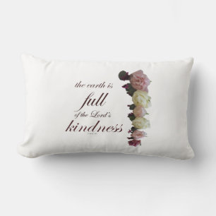 Scripture, Psalm 33, White and Pink Roses Lumbar Pillow