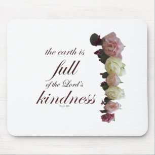 Scripture, Psalm 33, White and Pink Roses Mouse Pad