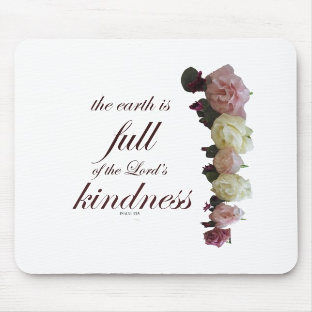 Scripture, Psalm 33, White and Pink Roses Mouse Pad (Front)