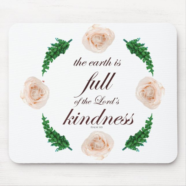 Scripture, Psalm 33, White Roses & Green Branches Mouse Pad (Front)