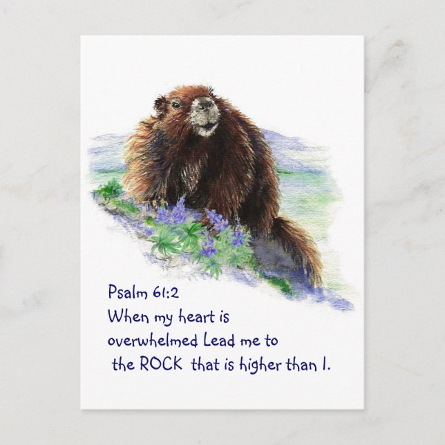 Scripture Psalm 61:2 Encouraging Watercolor Animal Postcard (Front)