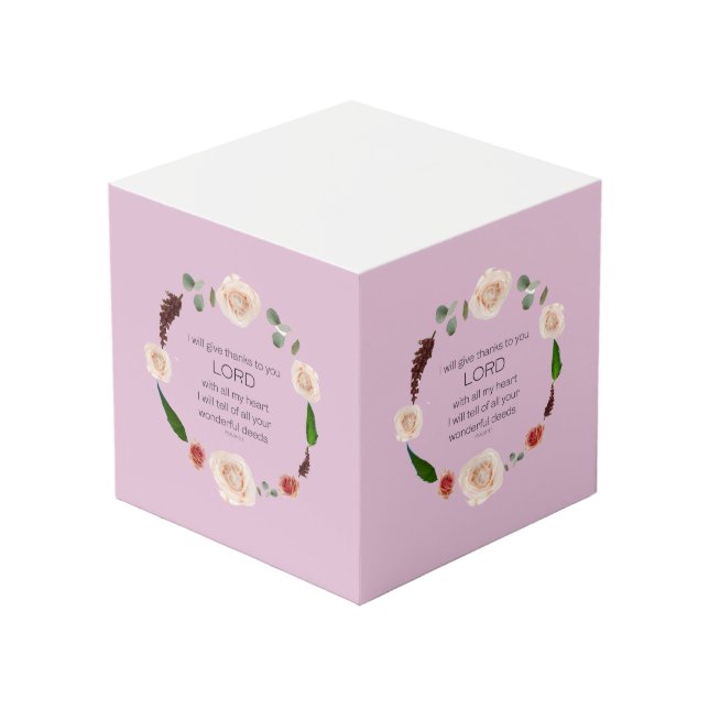 Scripture, Psalm 9, All Your Wonderful Deeds LORD Cube (Front Angled)