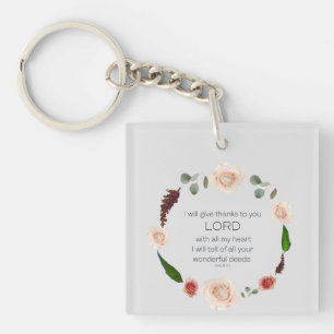 Scripture, Psalm 9, All Your Wonderful Deeds LORD Keychain