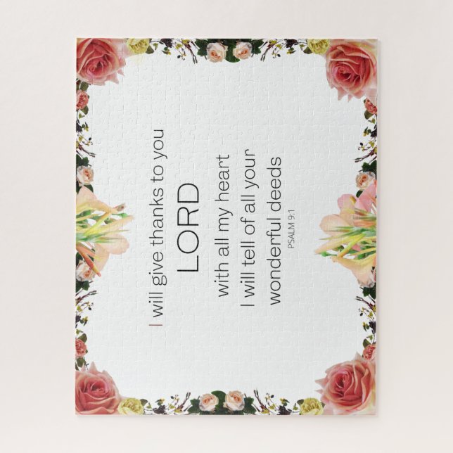 Scripture Psalm 9, Floral Jigsaw Puzzle (Vertical)