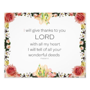 Scripture Psalm 9, Floral Photo Print