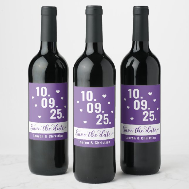 Scripture Purple Save the date Wine Label (Bottles)