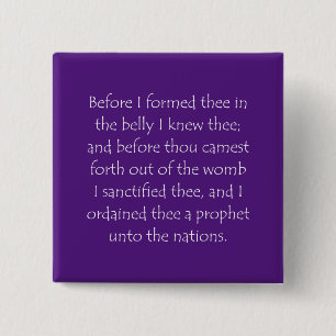 Scripture Quote Jeremiah 1 5 2 Inch Square Button