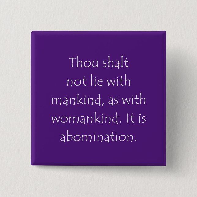 Scripture Quote Leviticus 18 22 2 Inch Square Button (Front)