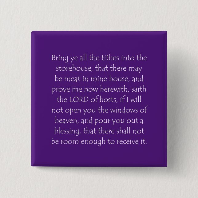 Scripture Quote Malachi 3 10 2 Inch Square Button (Front)