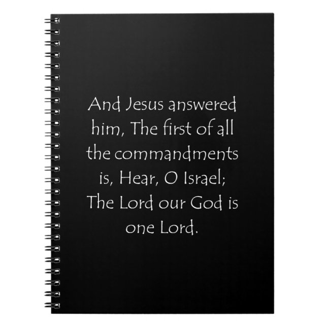 Scripture Quote Mark 12 29 Notebook (Front)