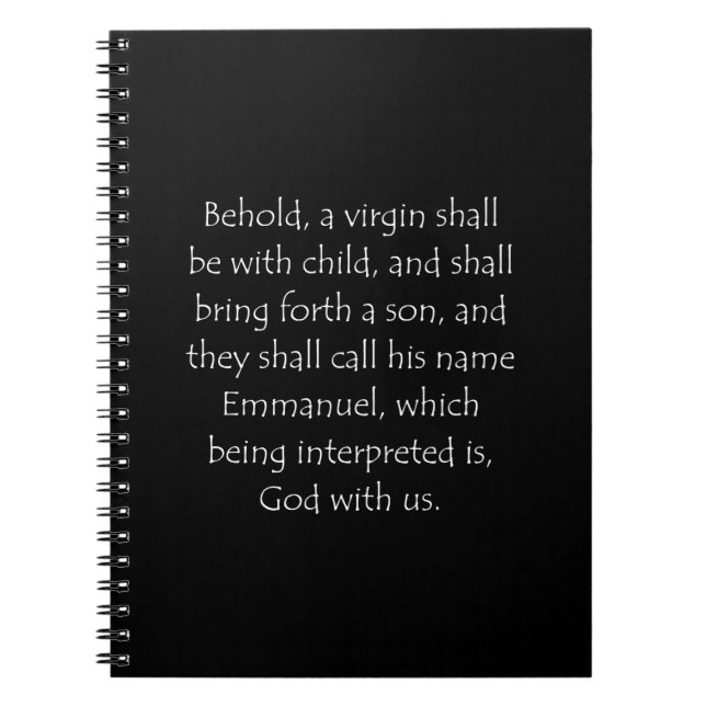 Scripture Quote Matthew 1 23 Notebook (Front)