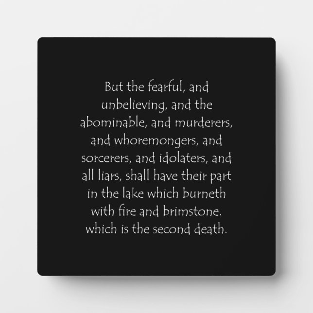Scripture Quote Revelation 21 8 Plaque (Front)