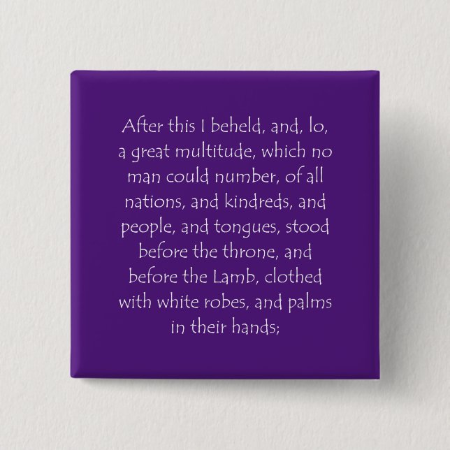Scripture Quote Revelation 7 9 2 Inch Square Button (Front)