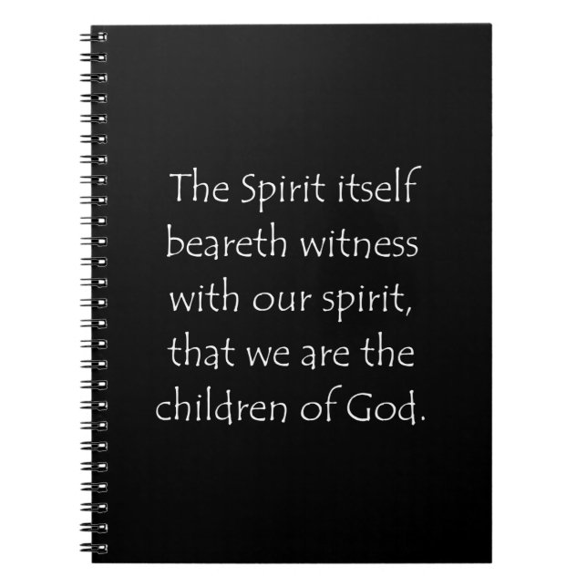 Scripture Quote Romans 8 16 Notebook (Front)