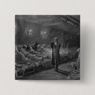 Scripture Reader in a Night Refuge 2 Inch Square Button