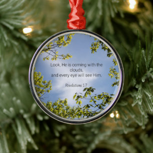 Scripture, Revelations 1:7, Metal Ornament