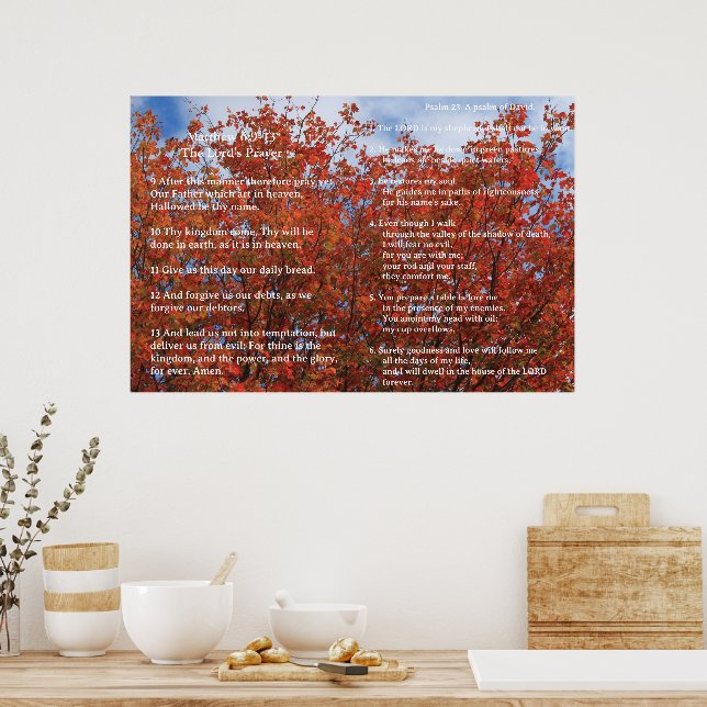 Scripture Template,  Psalm 23, The Lord's Prayer Poster (Kitchen)