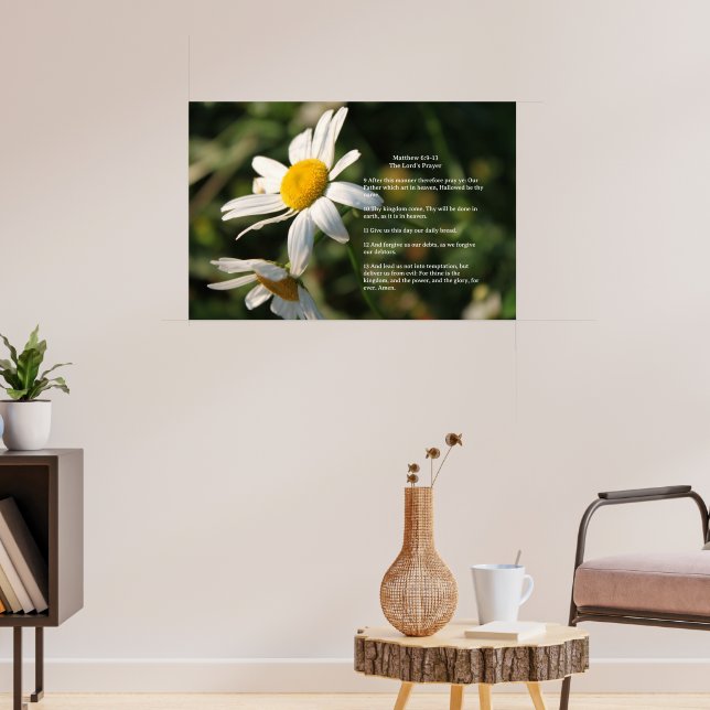 Scripture Template, The Lord's Prayer, white daise Poster (Living Room 3)