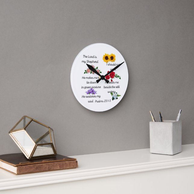 Scripture Verse Round Acrylic Wall Clock (Office)