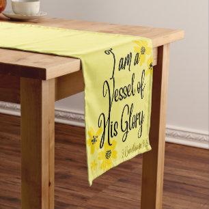 Scripture Verse Yellow Gold Table Runner