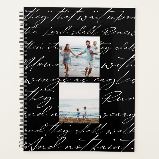 Scripture Wait Upon the Lord Three Photo Black Planner (Front)