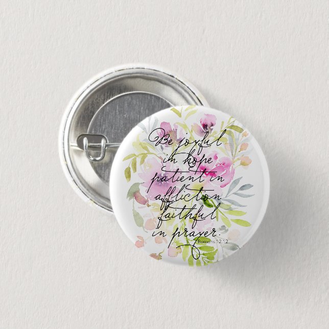 Scripture Watercolor | Romans 12 1 Inch Round Button (Front & Back)
