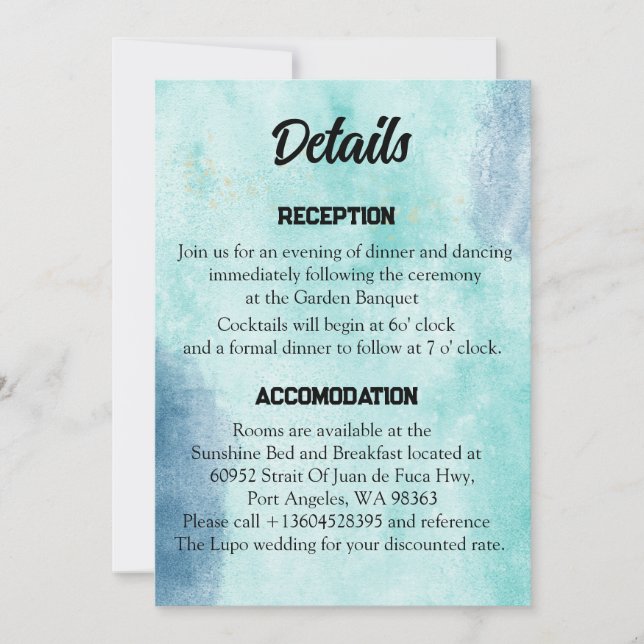 Scripture Wedding Details Card I Have Found Green (Front)
