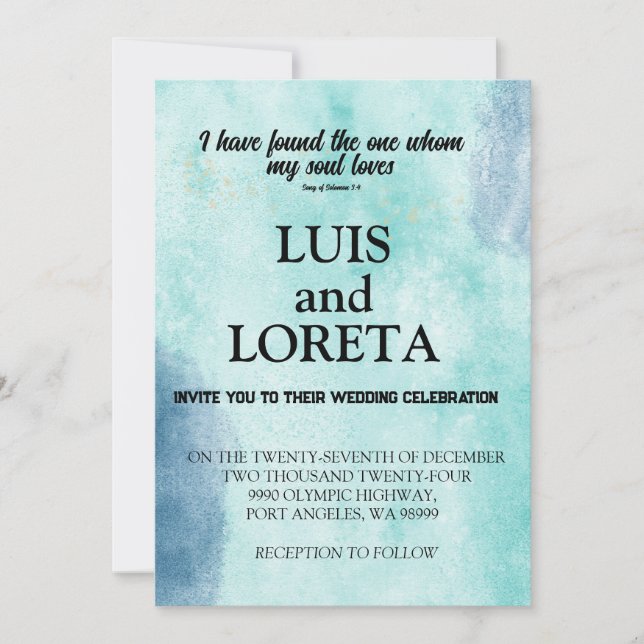 Scripture Wedding Invitation Card I Have Found Gre (Front)