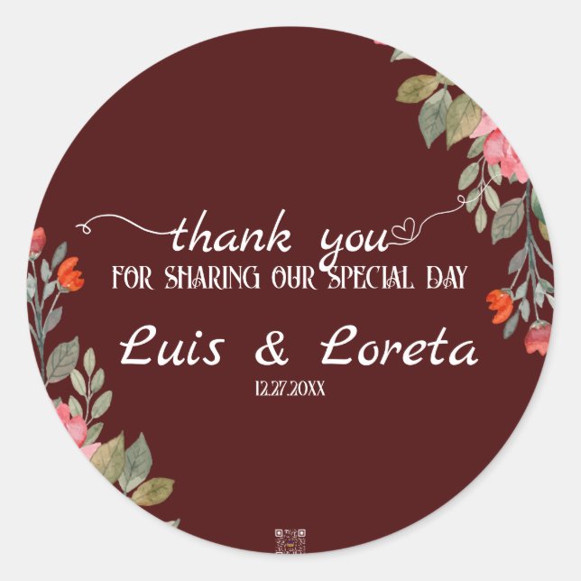 Scripture Wedding Thank You Sticker (Front)