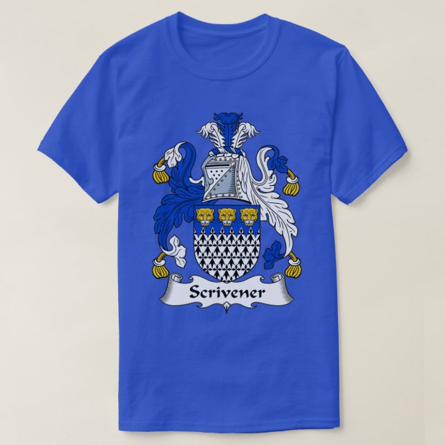 Scrivener Coat of Arms Family Crest  T-Shirt (Design Front)