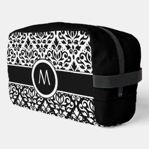 Scroll Damask 2Part Ptn BW & Band (Personalized) Dopp Kit