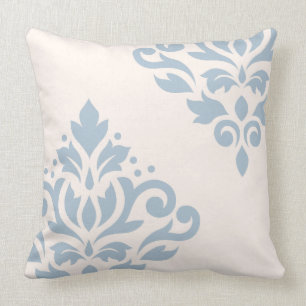 Scroll Damask Art I 2Way Cream & Light Blue Throw Pillow