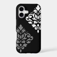 Scroll Damask Art I Black Gray White