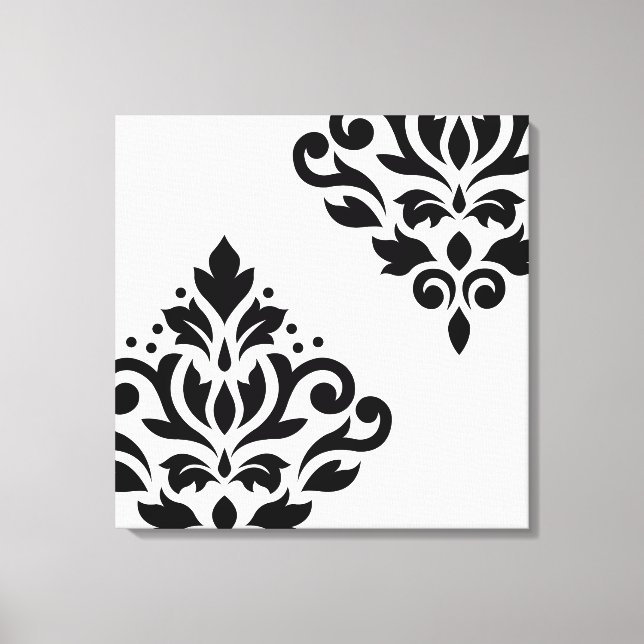 Scroll Damask Art I Black on White Canvas Print (Front)