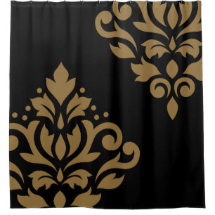 Scroll Damask Art I Gold on Black