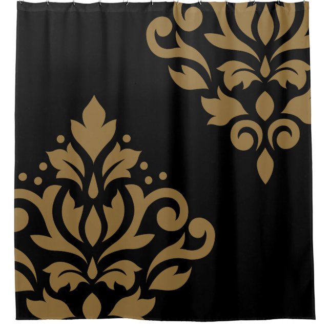 Scroll Damask Art I Gold on Black (Front)