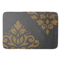 Scroll Damask Art I Gold on Grey